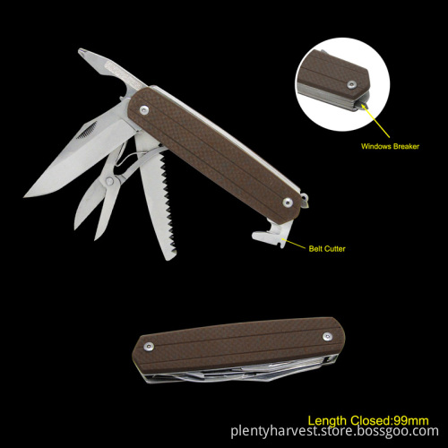 Multi Function Survival Knife with G10 Handle (#6192)